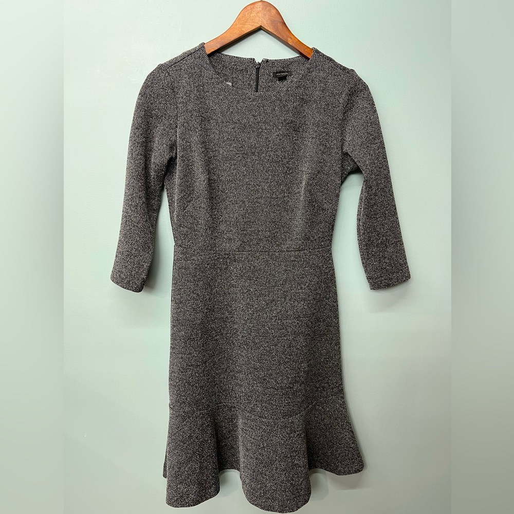 Ann Taylor Heather Gray Knit Fit-and-Flare Dress
